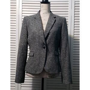 Tahari Arthur S Levine Single Breasted Tweed Blazer Women's Size 6 Gray Tailored
